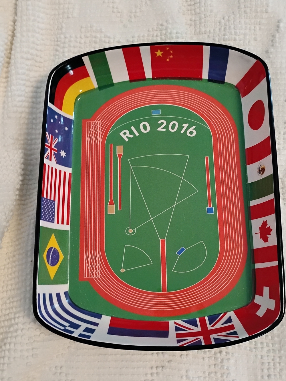 Rio 2016 Olympic Games Track Field Flag Melamine Snack Tray Platter